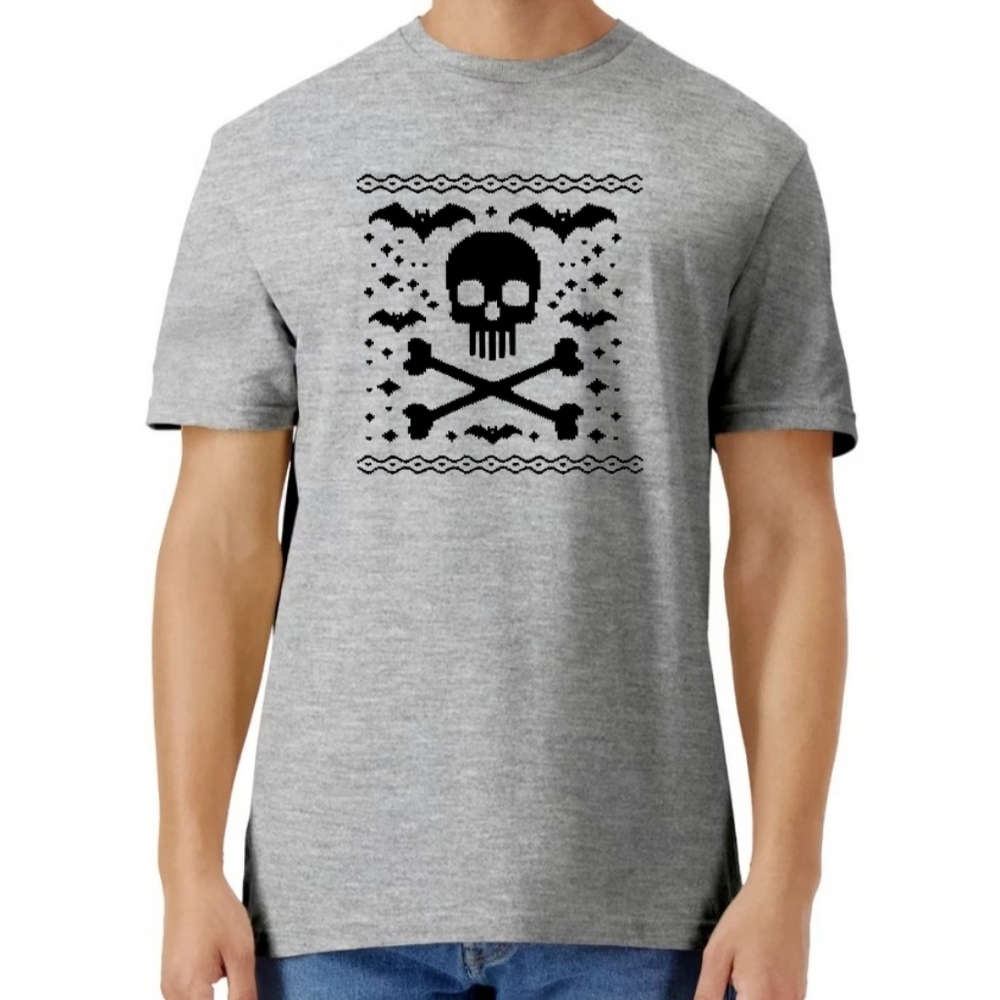 Men's Gray Skull Graphic Tee